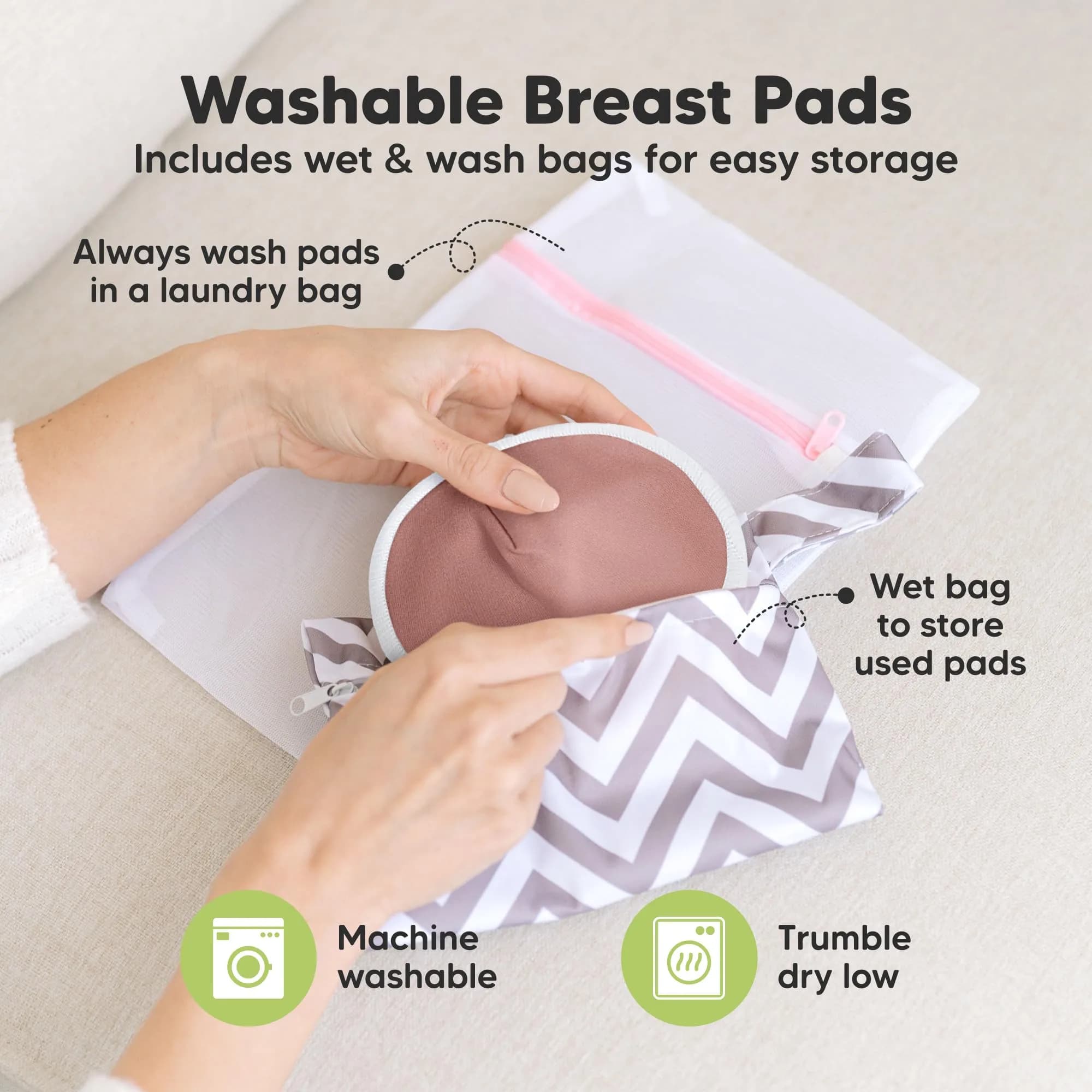 KeaBabies Organic Lovelle Nursing Pads (14-Pack, Medium 4.6") | Washable Bamboo Breast Pads for Breastfeeding - view 4