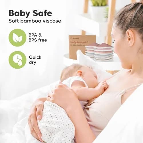 KeaBabies Organic Nursing Pads (14-Pack, Lovelle, 4.6") | 4-Layer Absorbency for Leak Protection thumbnail 5