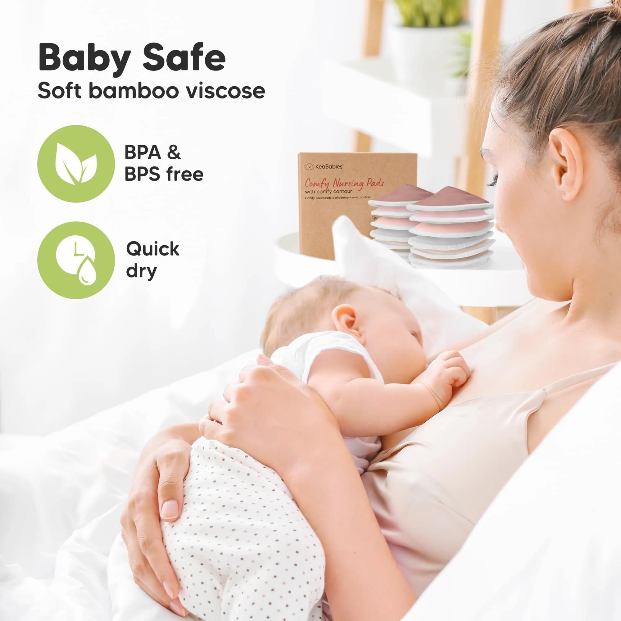 KeaBabies Organic Lovelle Nursing Pads (14-Pack, Medium 4.6") | Washable Bamboo Breast Pads for Breastfeeding - view 5