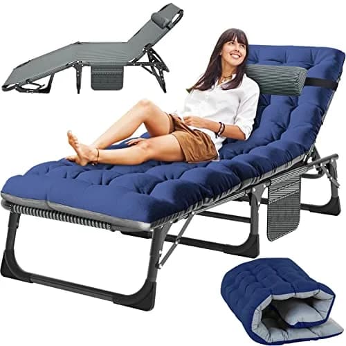 Slsy Folding Camping Cot for Adults | Adjustable 5-Position Portable Bed with Removable Mat thumbnail 1
