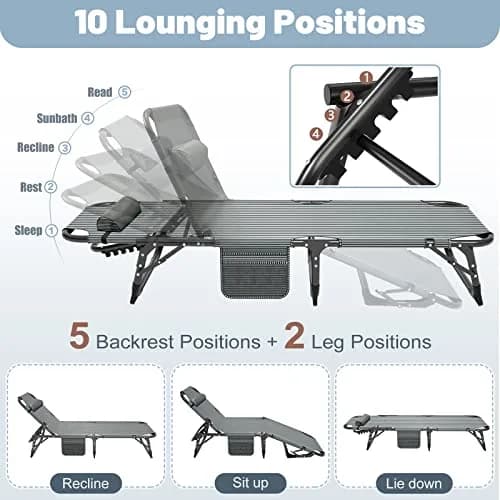 Slsy Folding Camping Cot for Adults | Adjustable 5-Position Portable Bed with Removable Mat thumbnail 7