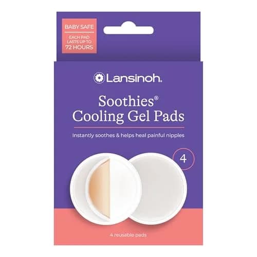 Lansinoh Soothies Cooling Gel Pads for Nursing (4 Count) | Reusable Relief for Sore Nipples thumbnail 1