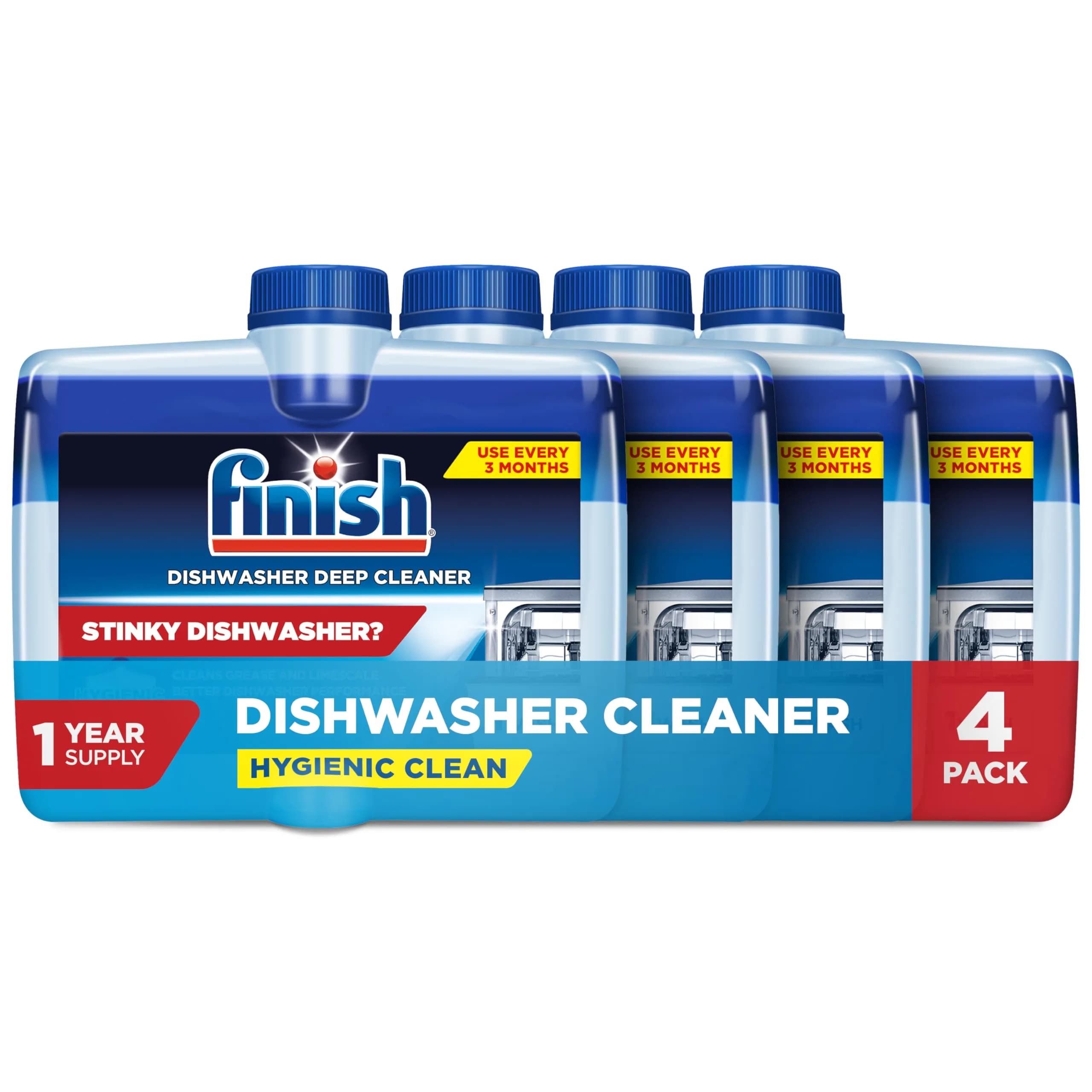 Finish Dishwasher Cleaner Liquid 4 Bottles | Deep Cleans Hidden Grease & Limescale - main product image