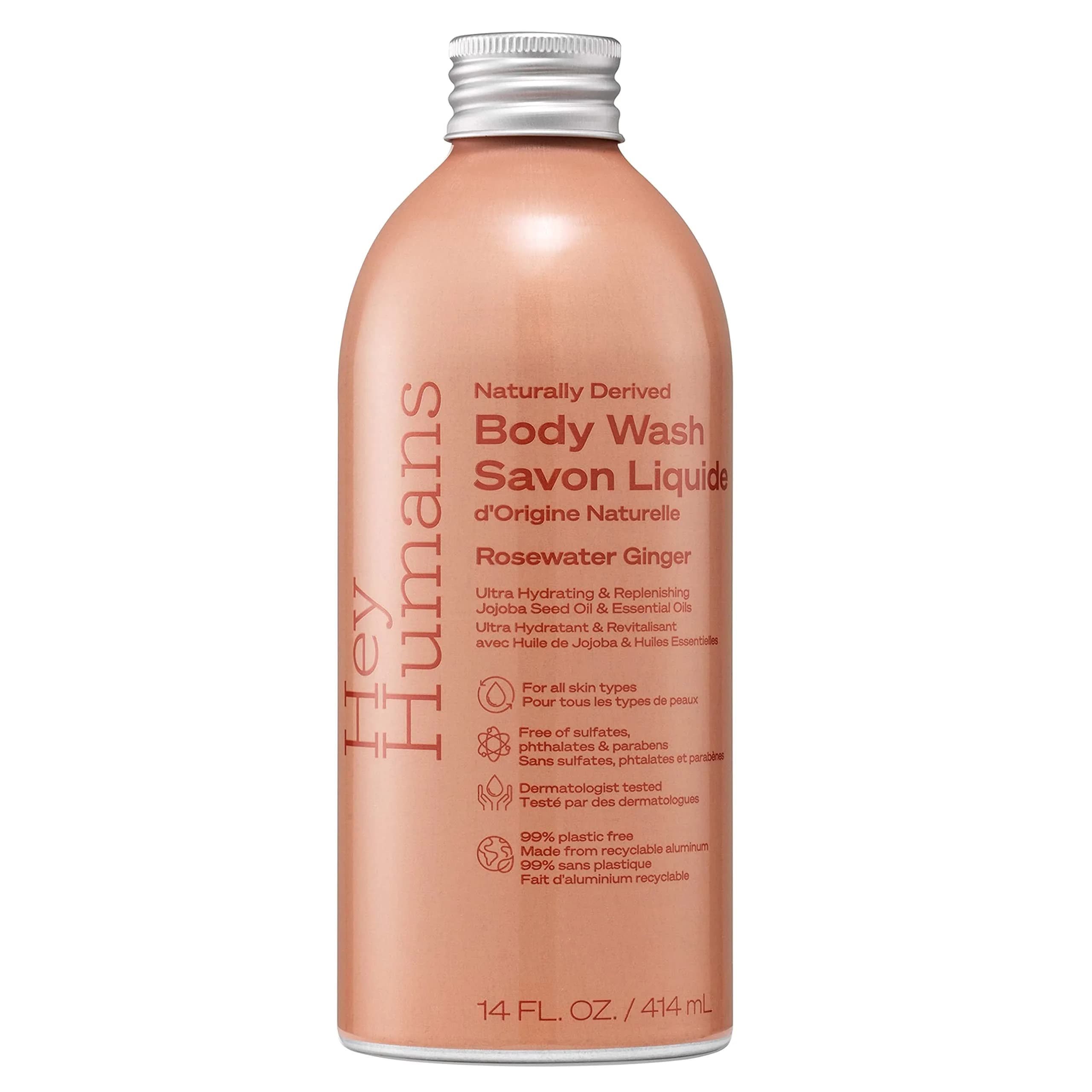 HEY HUMANS Rosewater Ginger Replenishing Body Wash 13oz | Vegan, Cruelty-Free, Hydrating — 13 Ounce