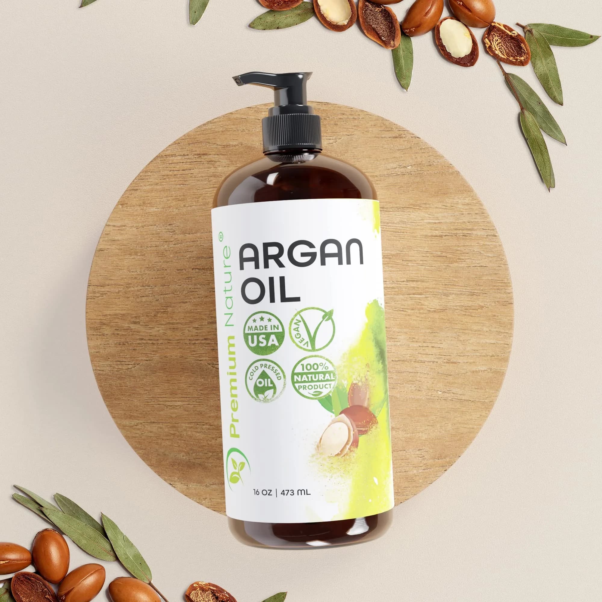Premium Nature Organic Argan Oil for Hair Growth & Skin Serum 473ml (16 Fl Oz) | Pure Cold Pressed Moroccan Oil for Dry, Damaged, Curly, Frizzy Hair - view 5