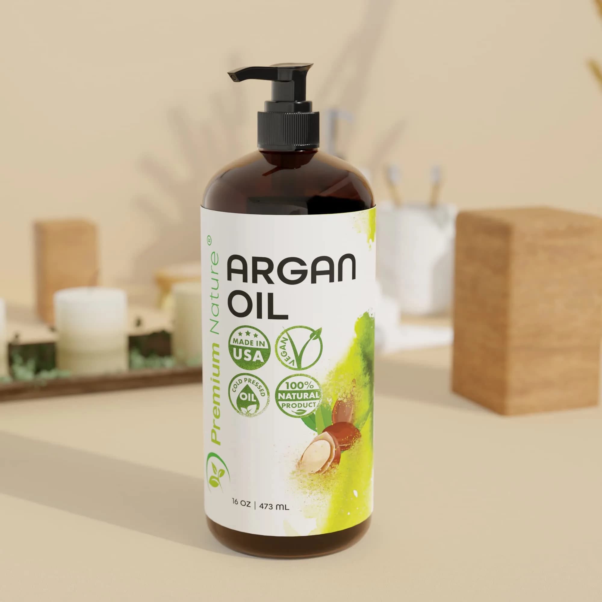 Premium Nature Organic Argan Oil for Hair Growth & Skin Serum 473ml (16 Fl Oz) | Pure Cold Pressed Moroccan Oil for Dry, Damaged, Curly, Frizzy Hair - view 6