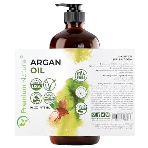 Premium Nature Organic Argan Oil for Hair Growth & Skin Serum 473ml (16 Fl Oz) | Pure Cold Pressed Moroccan Oil for Dry, Damaged, Curly, Frizzy Hair thumbnail 2
