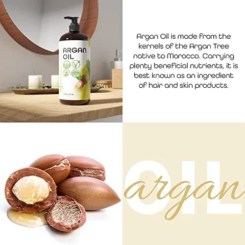 Premium Nature Organic Argan Oil for Hair Growth & Skin Serum 473ml (16 Fl Oz) | Pure Cold Pressed Moroccan Oil for Dry, Damaged, Curly, Frizzy Hair thumbnail 3