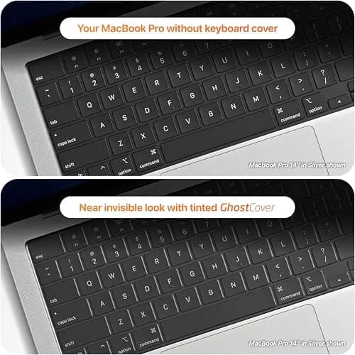 UPPERCASE GhostCover Original Premium Ultra Thin Keyboard Cover Protector for MacBook Pro 14"/16" & Air 13"/15" (1 Unit, Translucent Tinted) thumbnail 4