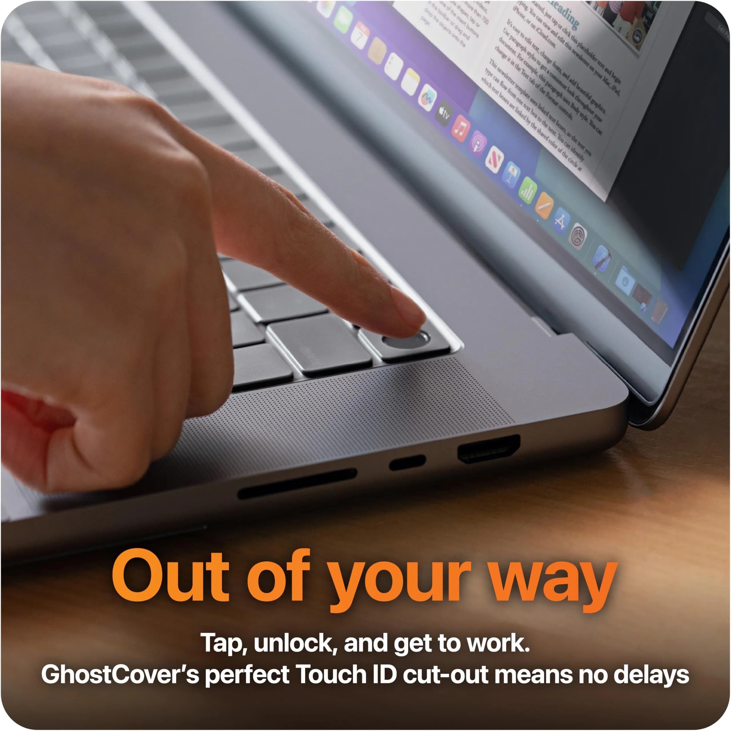 UPPERCASE GhostCover Original Premium Ultra Thin Keyboard Cover Protector for MacBook Pro 14"/16" & Air 13"/15" (1 Unit, Translucent Tinted) - view 7