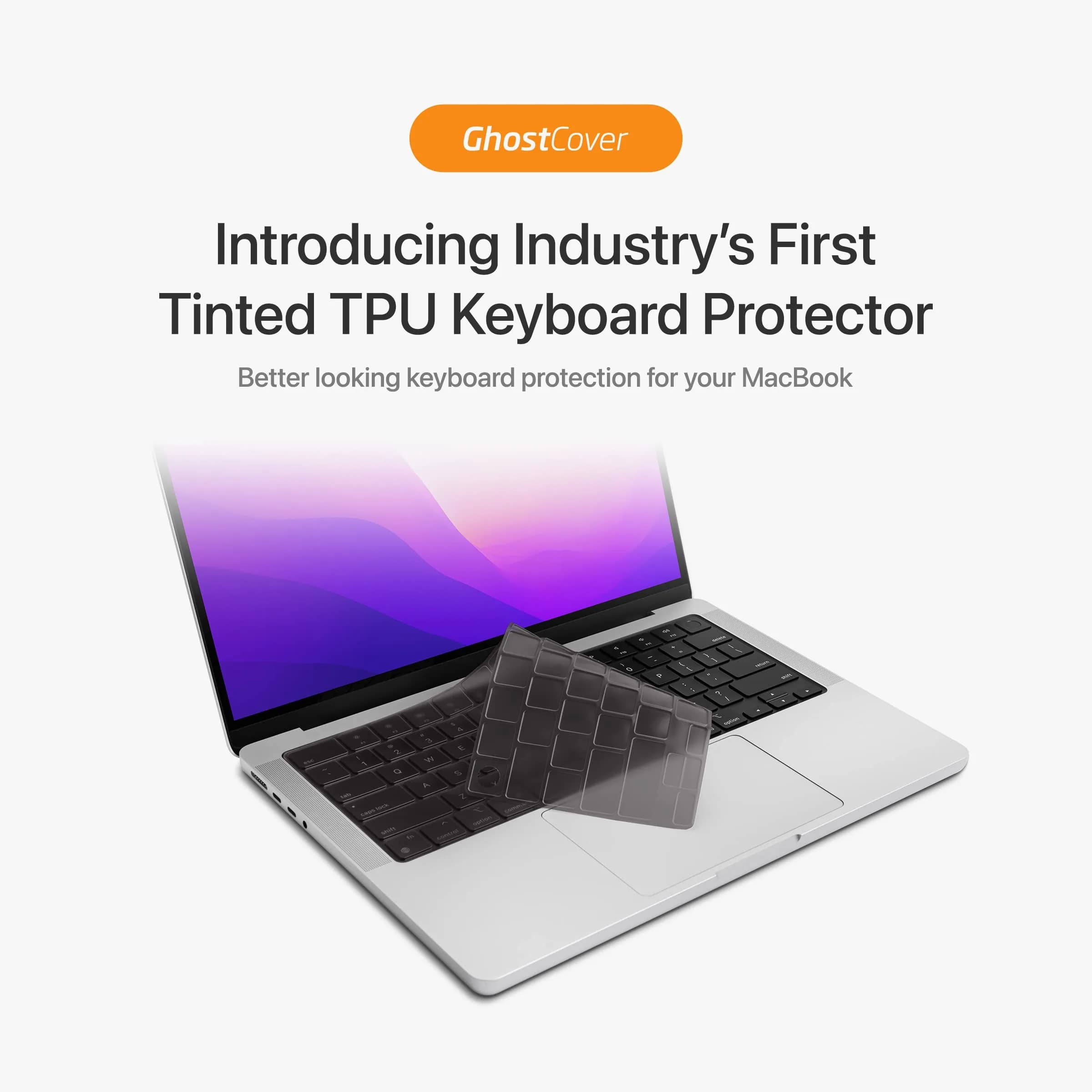 UPPERCASE GhostCover Original Premium Ultra Thin Keyboard Cover Protector for MacBook Pro 14"/16" & Air 13"/15" (1 Unit, Translucent Tinted) - view 2