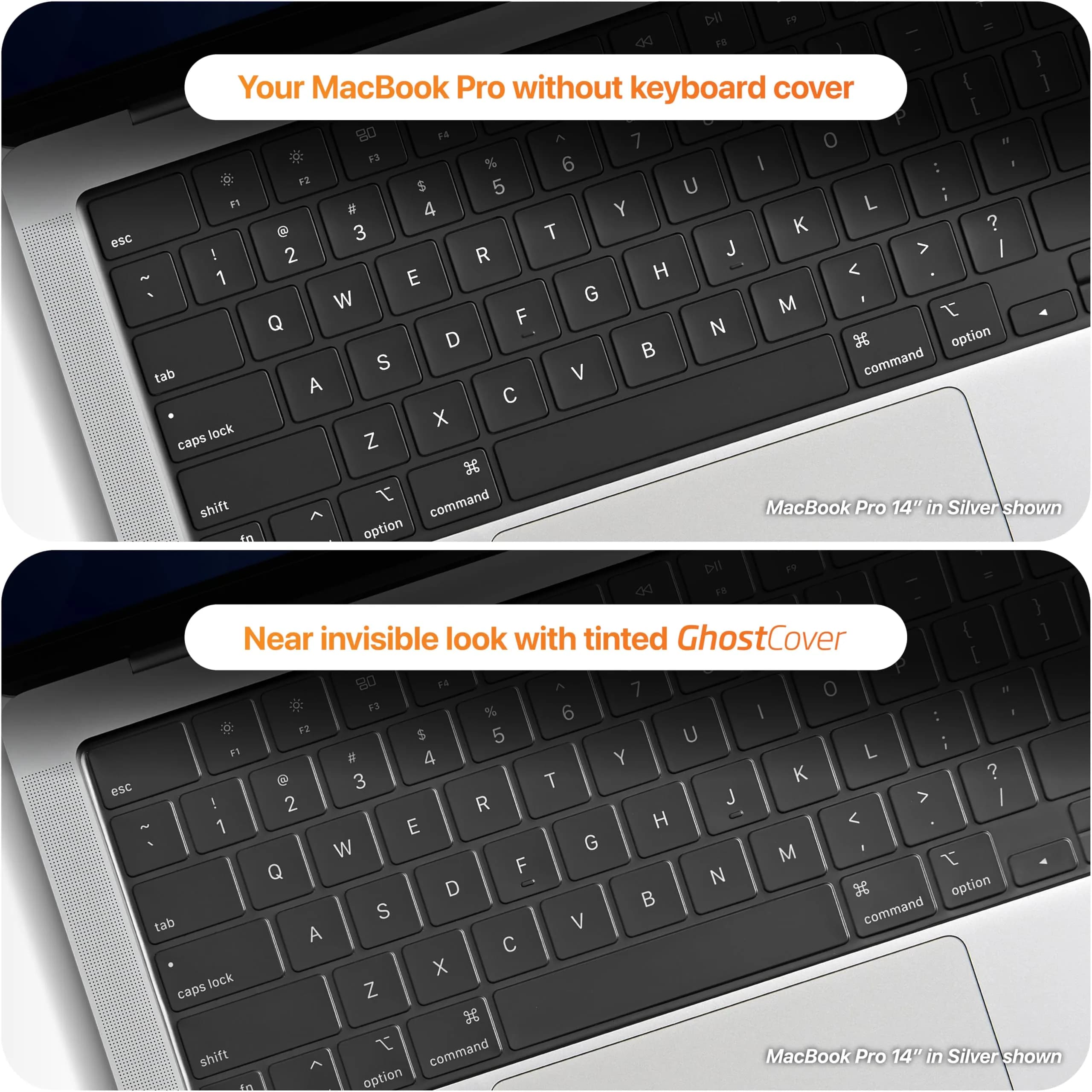 UPPERCASE GhostCover Original Premium Ultra Thin Keyboard Cover Protector for MacBook Pro 14"/16" & Air 13"/15" (1 Unit, Translucent Tinted) - view 4