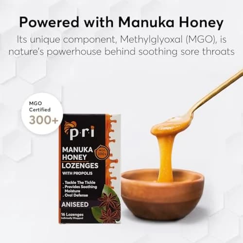 P.R.I Manuka Honey Lozenges with Propolis, Aniseed | MGO 300+ Certified, 16 Count/2 Pack thumbnail 3