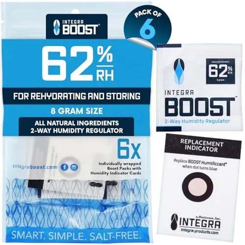 Integra Boost 62% RH 2-Way Humidity Control Pack 8g (0.28 oz) — Pack of 6 | Maintains Ideal Humidity for Herbs, Spices, and Pantry Items thumbnail 1