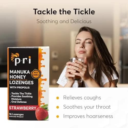 P.R.I Manuka Honey Lozenges with Propolis, Strawberry Menthol | Honey‑Forward, MGO 300+ New Zealand Manuka, 16 Count thumbnail 2