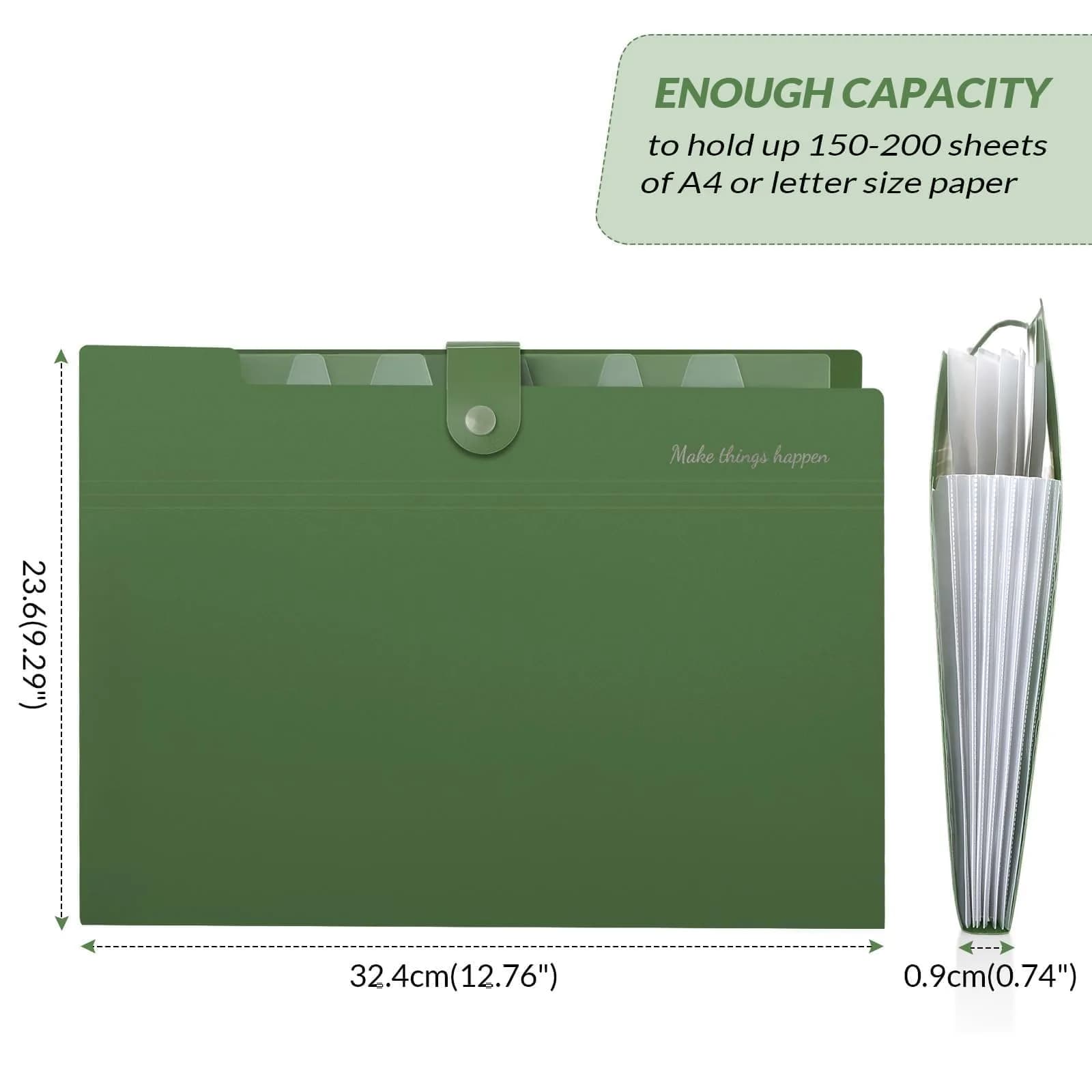 SKYDUE Expanding File Folder with 8 Pockets, Letter Size Accordion Organizer, Olivegreen | Portable Paper Organizer for Students & Office - view 6