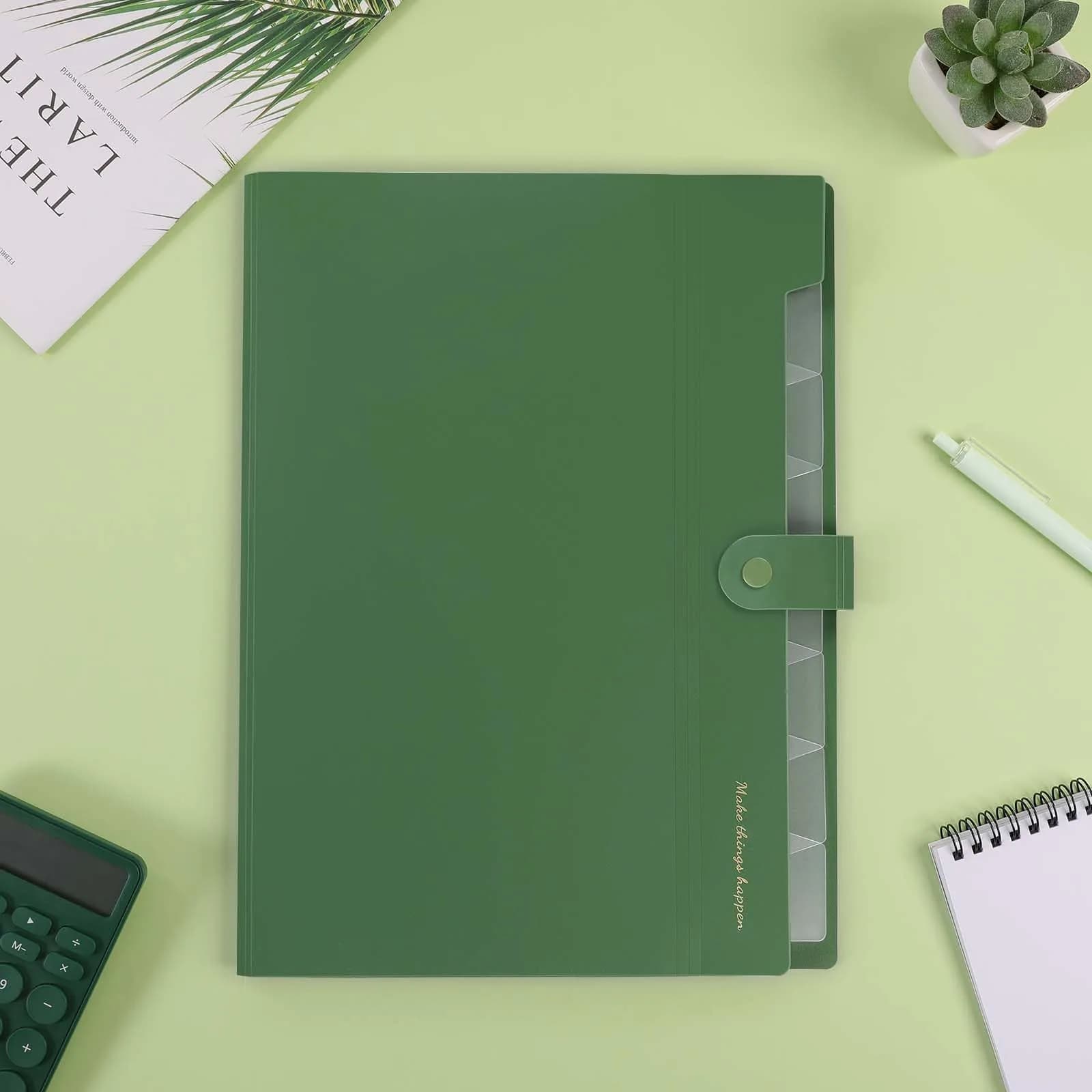 SKYDUE Expanding File Folder with 8 Pockets, Letter Size Accordion Organizer, Olivegreen | Portable Paper Organizer for Students & Office - view 7