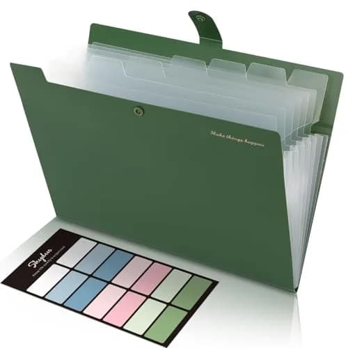 SKYDUE Expanding File Folder with 8 Pockets, Accordion Organizer, Letter Size, Olive Green | Durable Polypropylene for Home, School, Office thumbnail 1