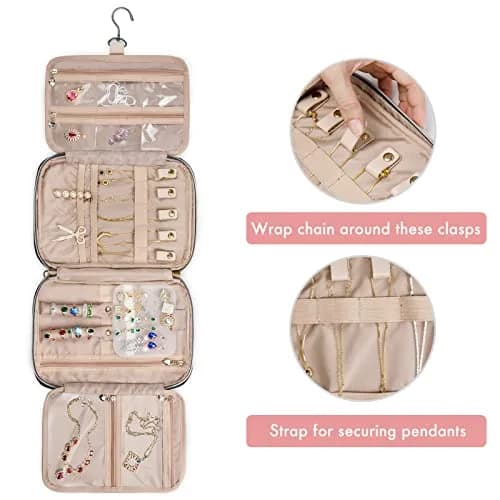 SFYBYHEART Travel Jewelry Organizer Case 10''L x 7''W x 2.5''H | Large Capacity, Tangle-Free Storage for Women thumbnail 4