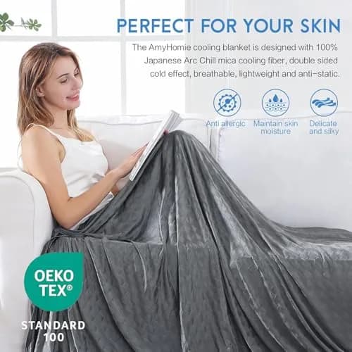 AmyHomie Cooling Blanket for Hot Sleepers 60"x80" | Lightweight Summer Twin Size thumbnail 3