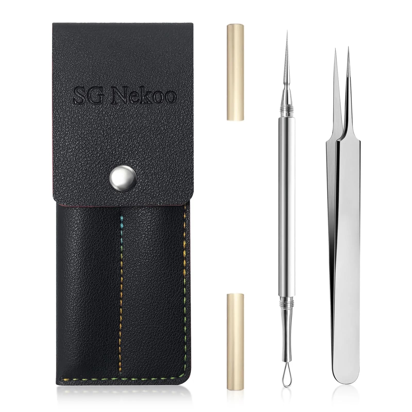 SG Nekoo Professional Milia & Blackhead Removal Tool Kit with Titanium Alloy Needle & Tweezers | Titanium Gold — Titanium Gold
