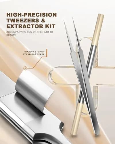 SG Nekoo Professional Milia & Blackhead Removal Tool Kit with Titanium Alloy Needle & Tweezers | Titanium Gold thumbnail 5