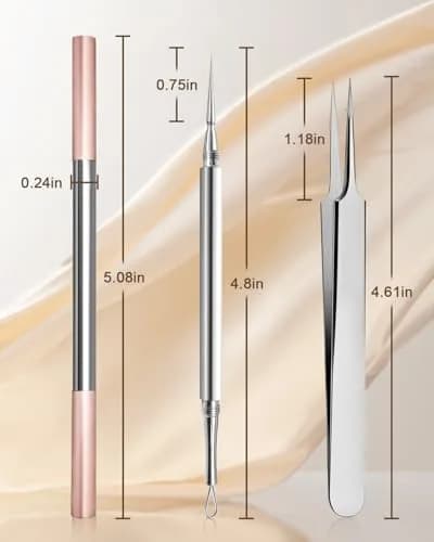 SG Nekoo Milia Remover Whitehead Extractor Tool Kit with Angled Loop & Acne Needle - Titanium Pink (3-Piece Set) thumbnail 7