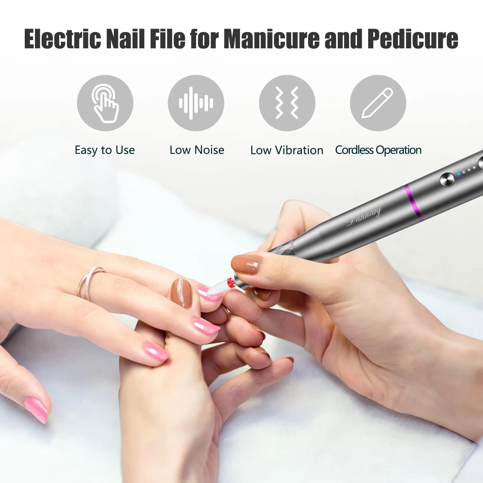 DANNARY Electric Nail Drill Machine Grey 30g (1.06oz) | Rechargeable Efile for Acrylic & Gel Nails - view 4