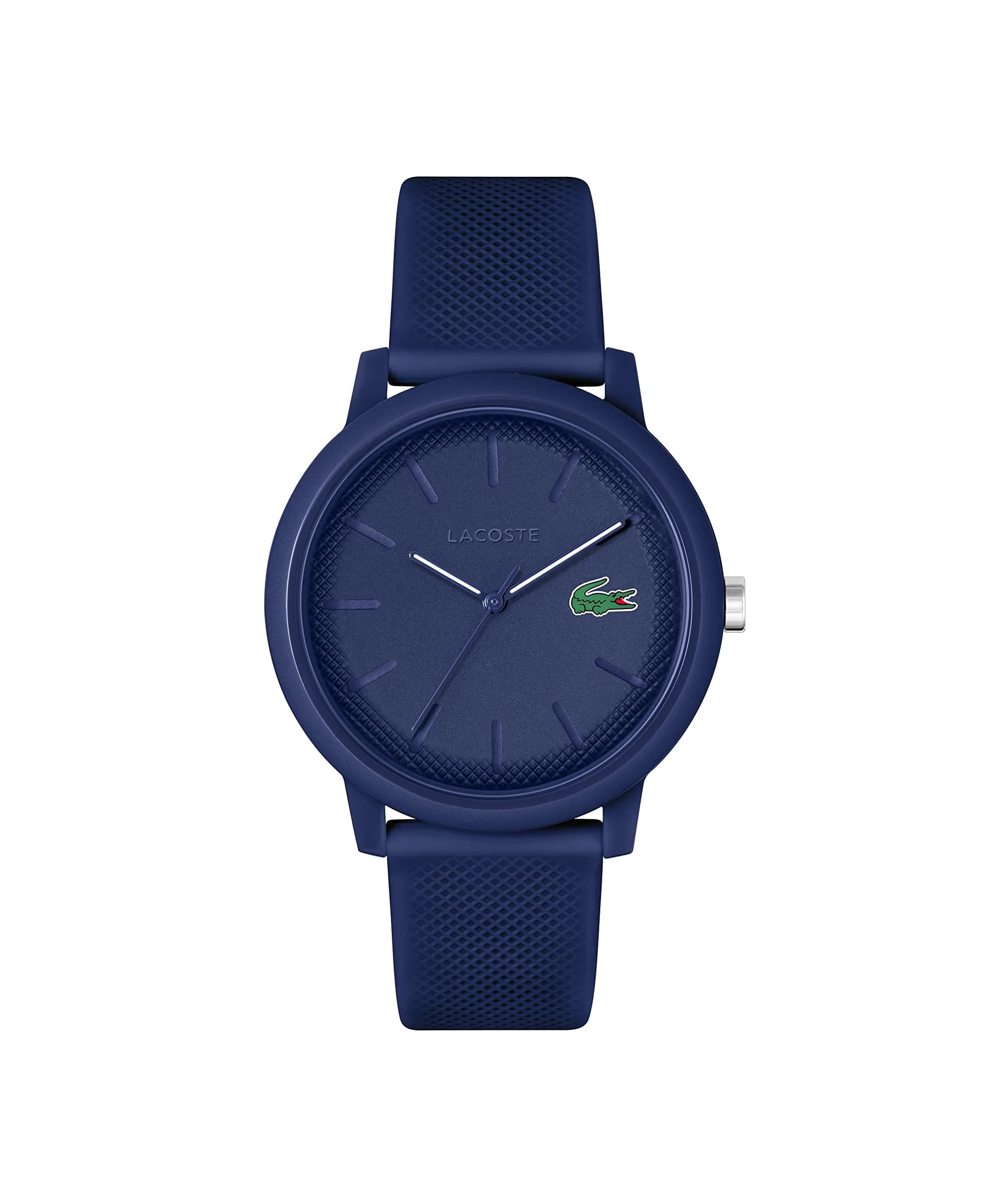 Lacoste 12.12 Men's Quartz Watch 42mm (1.65 inches) | Sporty Fashion Timepiece with Blue Silicone Strap — Dark Blue