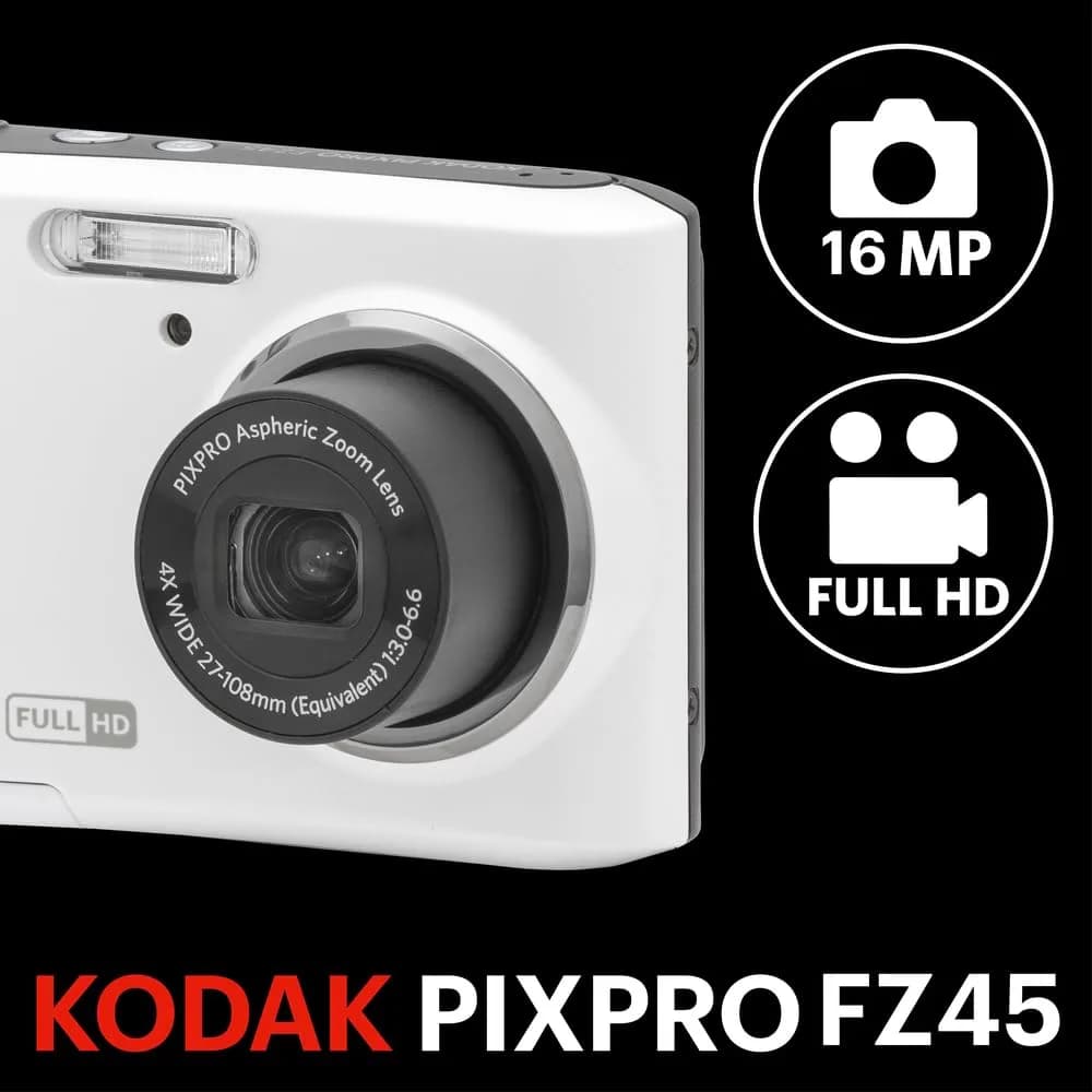 KODAK PIXPRO FZ45 Compact Digital Camera White 16MP | Easy Point-and-Shoot for Everyday Memories - view 2