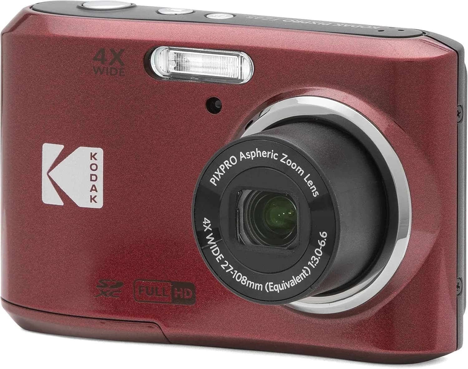 KODAK PIXPRO FZ45 Compact Digital Camera White 16MP | Easy Point-and-Shoot for Everyday Memories — Red