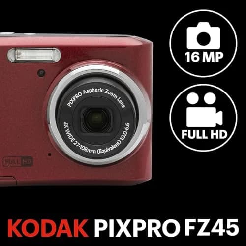 KODAK PIXPRO FZ45 Red Compact Digital Camera 91.9mm (3.62in) | 16MP CMOS Sensor, 4x Optical Zoom thumbnail 3