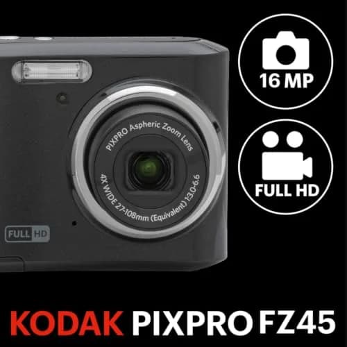 KODAK PIXPRO FZ45 Compact Digital Camera 16MP 4X Optical Zoom 27mm Wide Angle 1080p HD Video Black | Easy Point-and-Shoot for Everyday Memories thumbnail 2