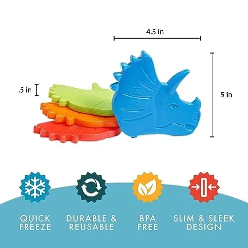 Fit & Fresh Reusable Kids Lunch Box Ice Packs 4pk | Slim, Fun & Safe for School & Picnic (70-120 chars) thumbnail 3