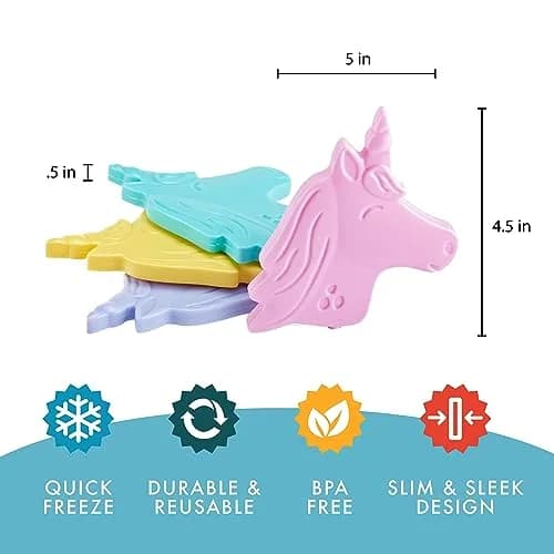 Fit & Fresh Cool Coolers Reusable Kids Lunch Box Ice Packs 4pk | Slim, Fun & Safe for School & Picnics thumbnail 3