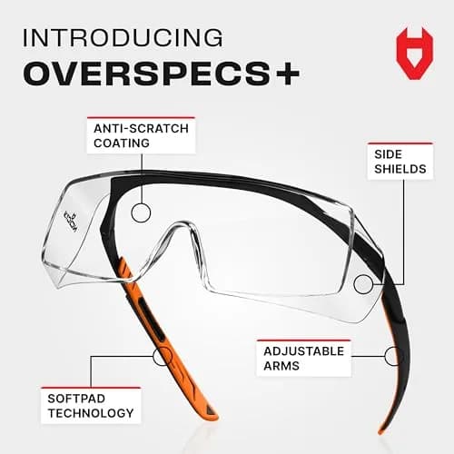 NoCry Safety Glasses Over Eyeglasses with UV Protection & Side Shields | ANSI Z87 Certified, 10-pack thumbnail 2