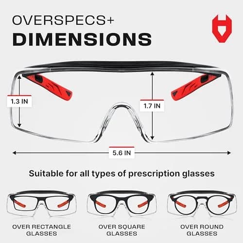 NoCry Safety Glasses Over Eyeglasses for Men & Women | ANSI Z87 UV400 Wraparound Over Glasses thumbnail 7