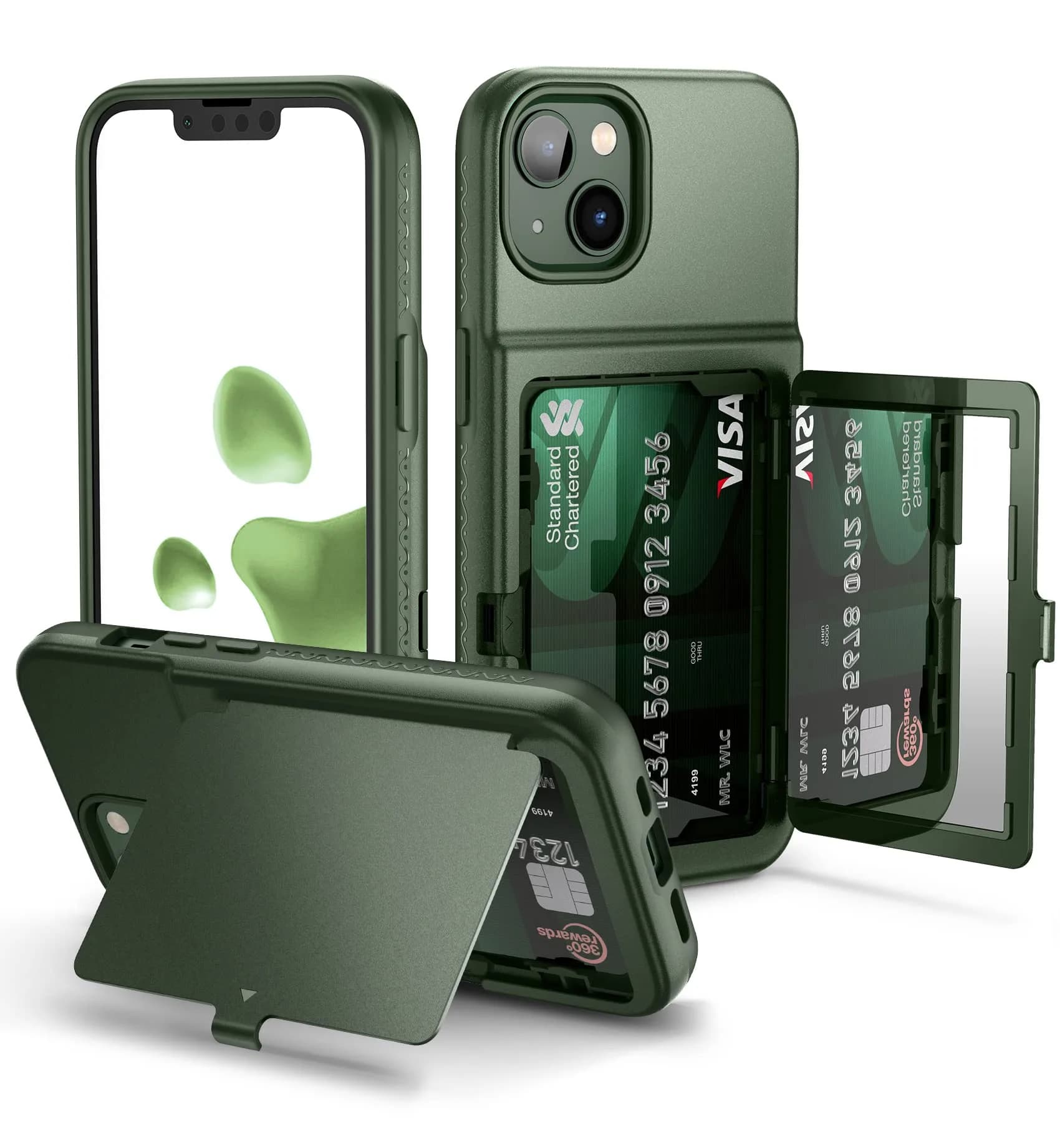 WeLoveCase iPhone 13 / 14 Wallet Case with Credit Card & Mirror | Heavy Duty Shockproof Cover