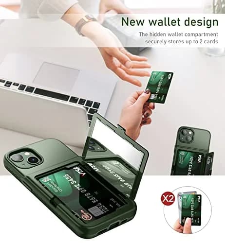 WeLoveCase iPhone 13 / 14 Wallet Case with Credit Card & Mirror | Heavy Duty Shockproof Cover thumbnail 5