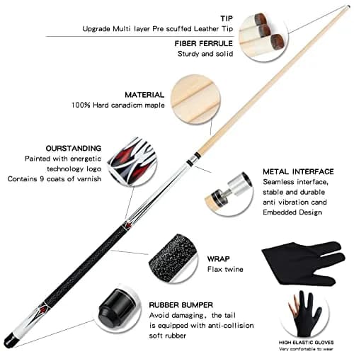 Teekerwan Maple Pool Cue Stick 152.4cm (58 inch) 19 oz | Professional Grade for Indian Billiards thumbnail 2