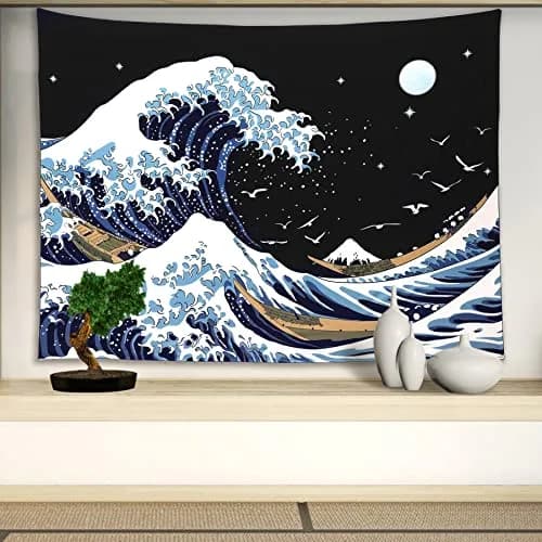 Pentasmile Wall Tapestry for Bedroom Aesthetic The Great Wave off Kanagawa 151cm x 130cm | Ocean Trippy Wall Decor thumbnail 11