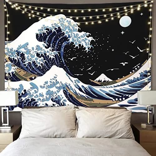 Pentasmile Wall Tapestry for Bedroom Aesthetic The Great Wave off Kanagawa 151cm x 130cm | Ocean Trippy Wall Decor thumbnail 3