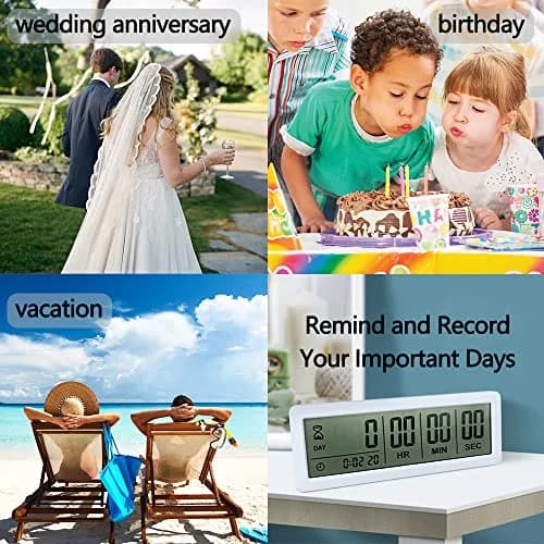 MOSTRUST Digital Countdown Days Timer - White | 999 Days Count Down Clock with Stand & Magnet thumbnail 7
