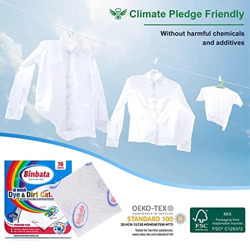 Binbata Color Grasper Laundry Sheets 76 Count | Prevents Dye Transfer & Color Bleeding thumbnail 6