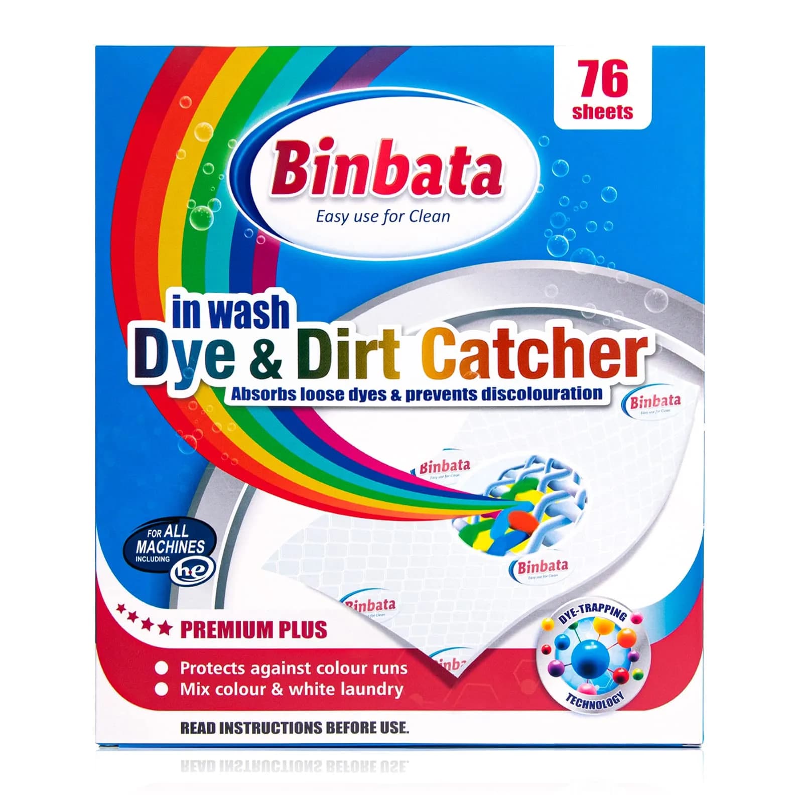Binbata Color Grasper Laundry Sheets 76 Count | Prevents Dye Transfer & Color Bleeding - main product image
