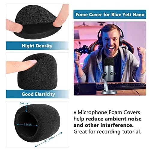 ChromLives 3-Pack Microphone Windscreen & Pop Filter Set for Blue Yeti Nano | Foam, Furry, and Dual-Layer Pop Filter thumbnail 4
