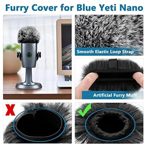 ChromLives 3-Pack Microphone Windscreen & Pop Filter Set for Blue Yeti Nano | Foam, Furry, and Dual-Layer Pop Filter thumbnail 3