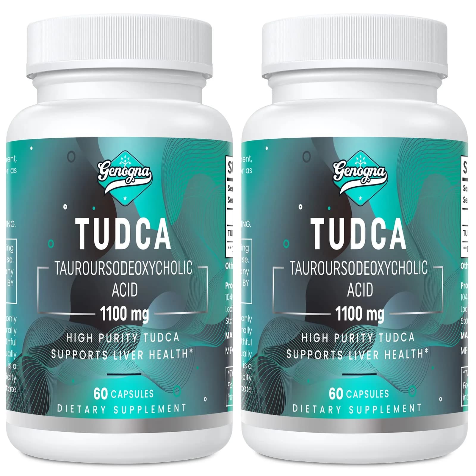 Genogna TUDCA 1100mg Liver Support Supplement for Detox Cleanse | Supports Liver & Digestion — White