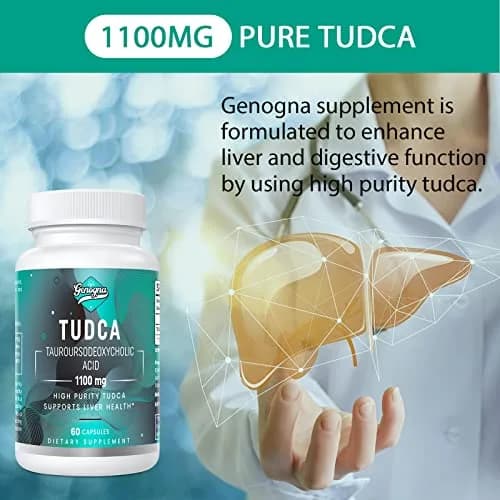 Genogna TUDCA 1100mg Liver Support Supplement for Detox Cleanse | Supports Liver & Digestion thumbnail 2
