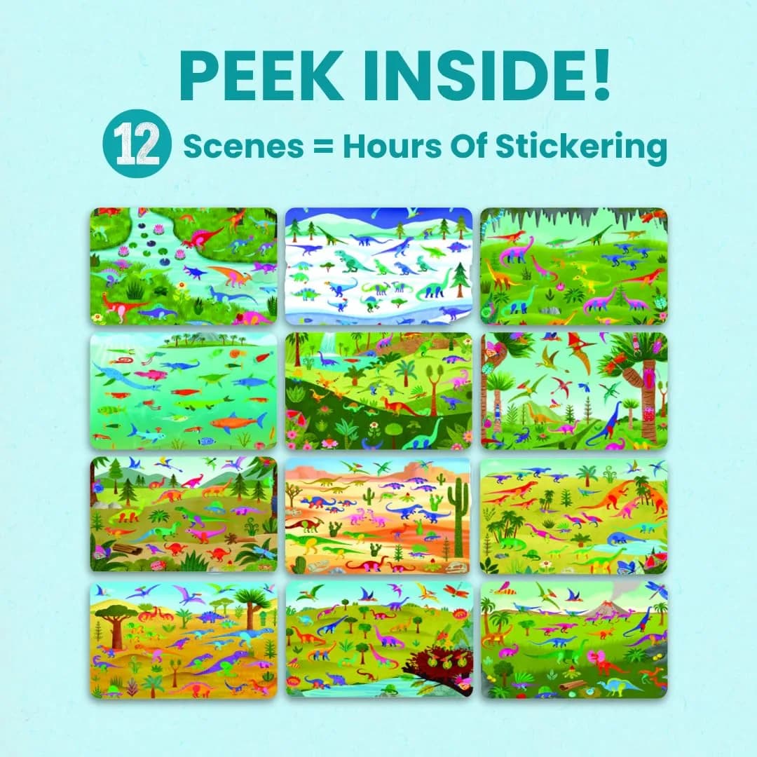 CUPKIN Dinosaur Sticker Book Activity for Kids 2-8 Years | 500+ Dino Stickers, 12 Scenes, 12 Coloring Pages, FSC Certified - view 6